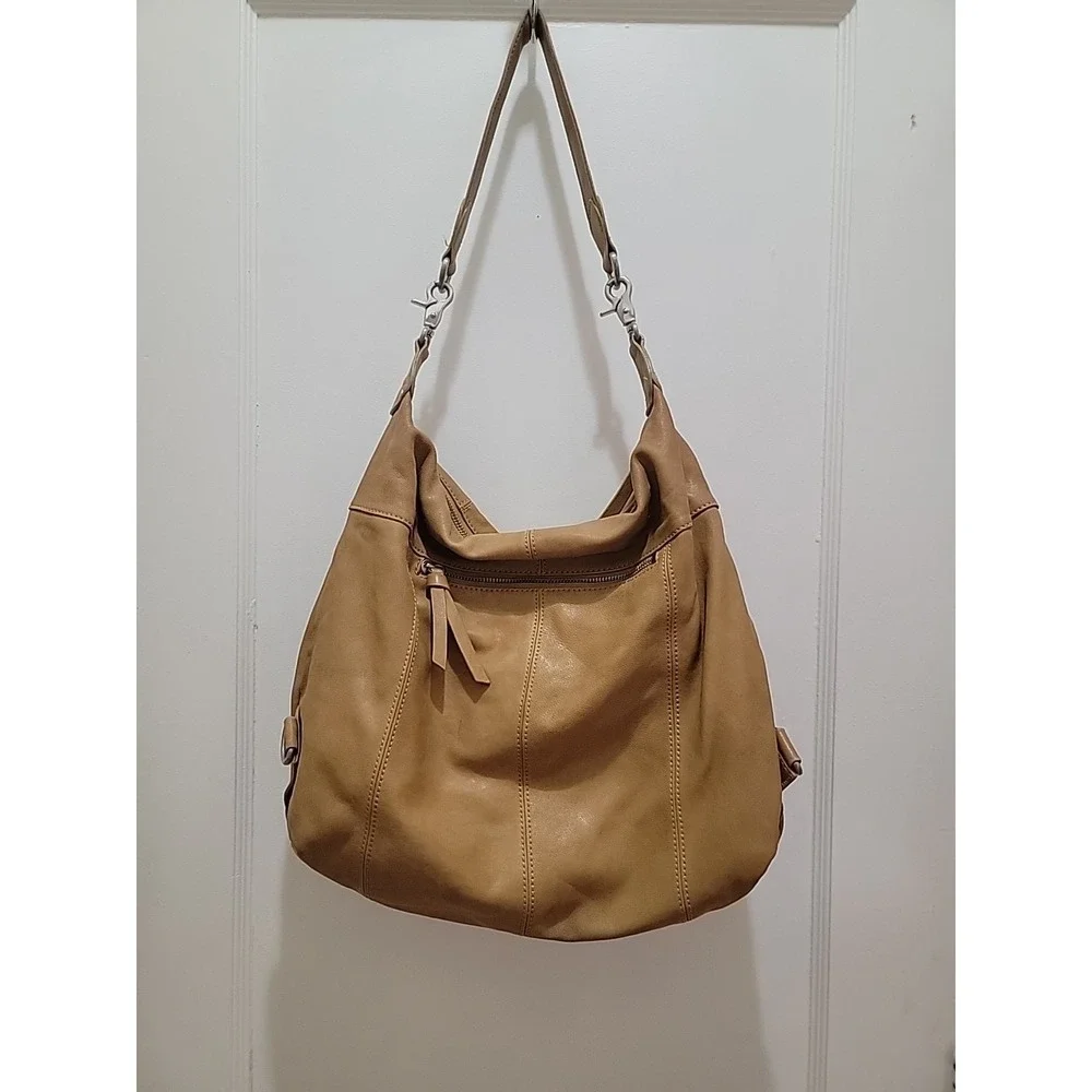 Chocolat Blu Pocket Hobo Bag Genuine Tan Leather Handbag Large Shoulder Purse